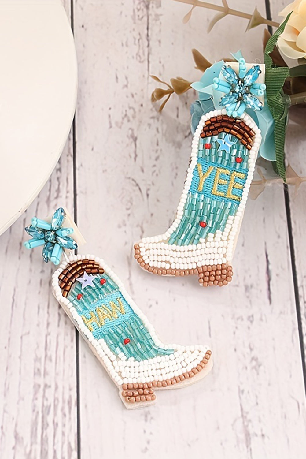 Cowboy Boots Bead Dangle Earrings-1