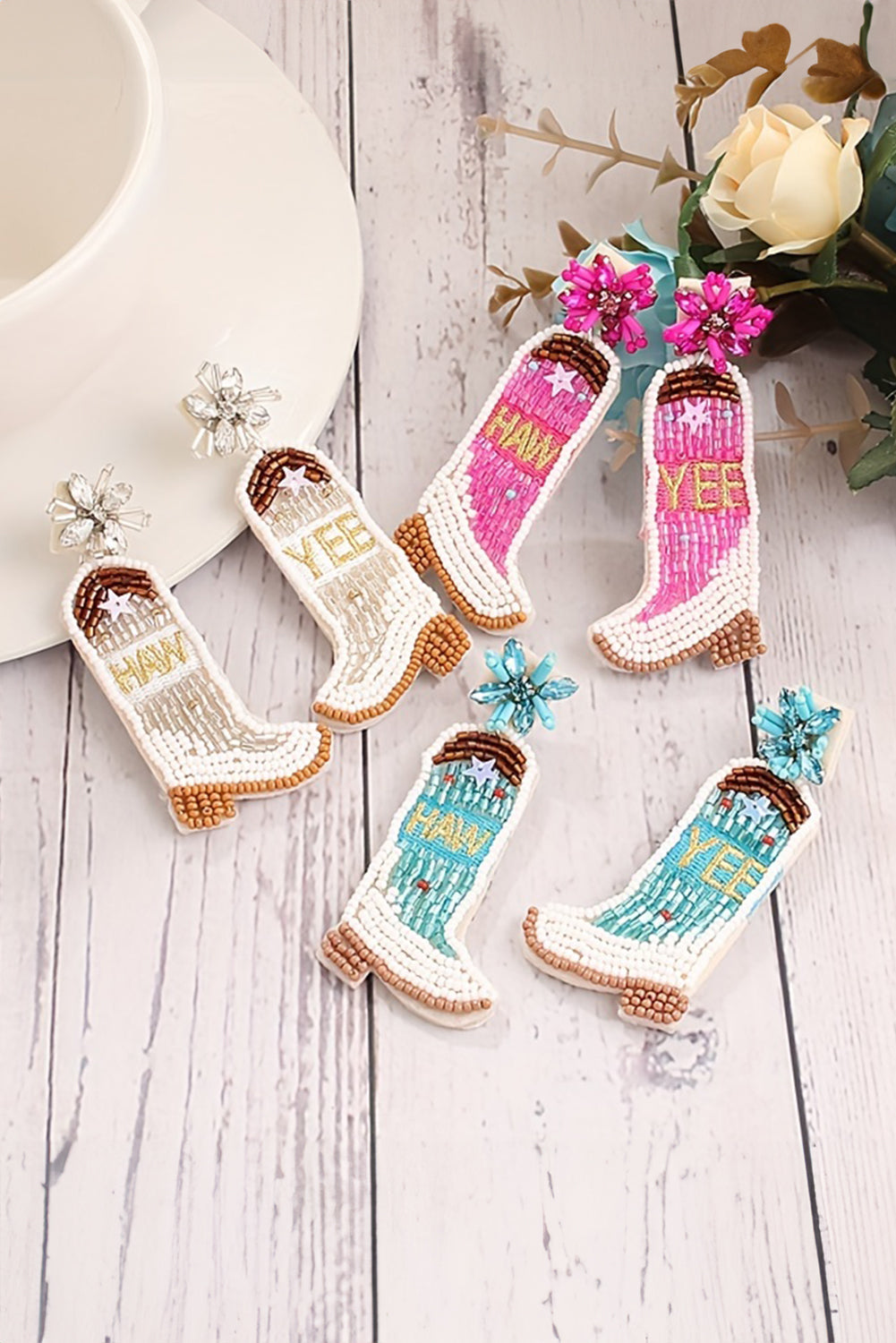 Cowboy Boots Bead Dangle Earrings-0