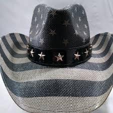 USA Flag Theme Sun Hat,Western Cowboy Hat, Durable Straw Material-2