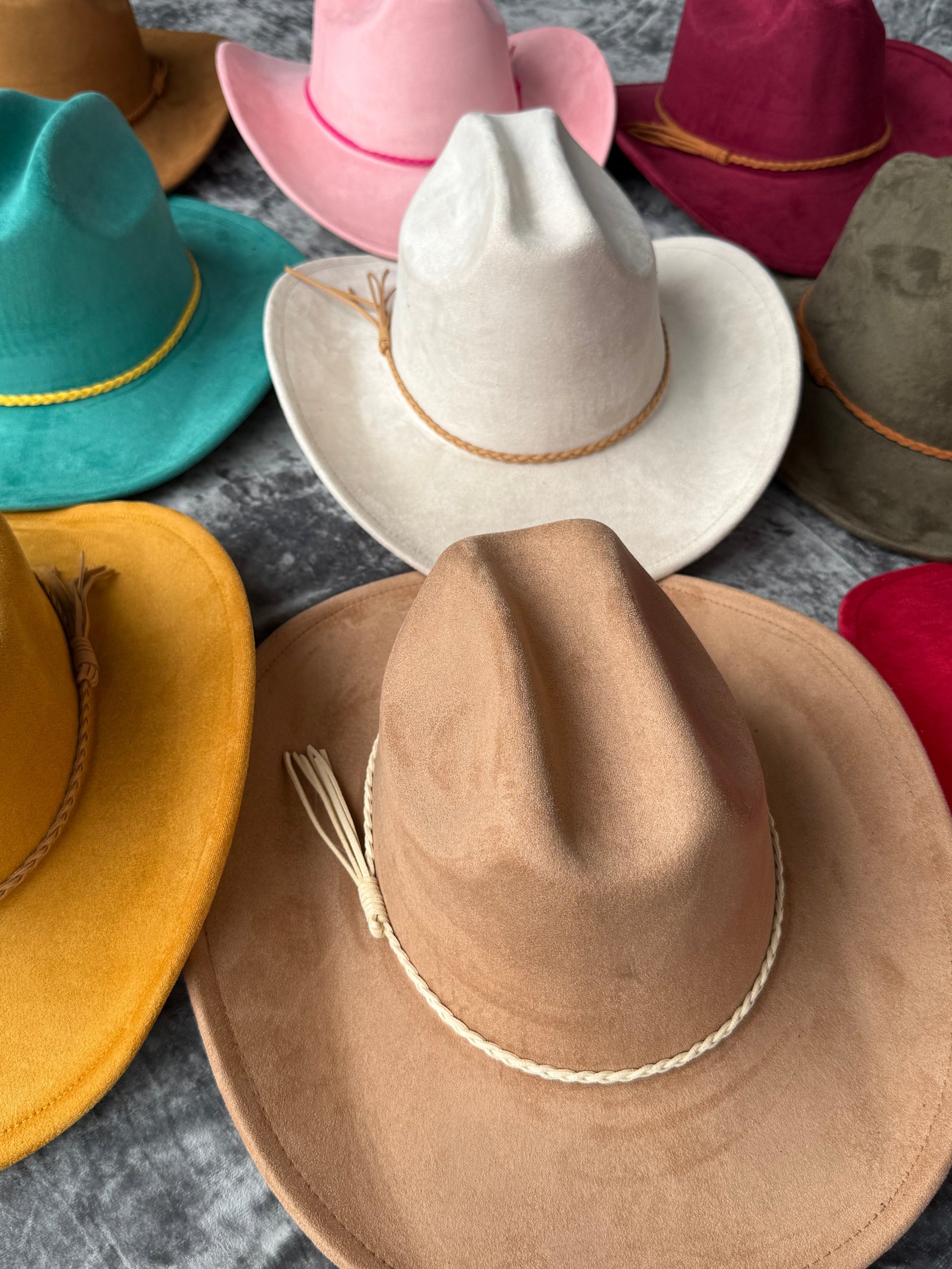 Premium Suede Cowboy Hat - Gold Design with Decorative Colorful Accents-2