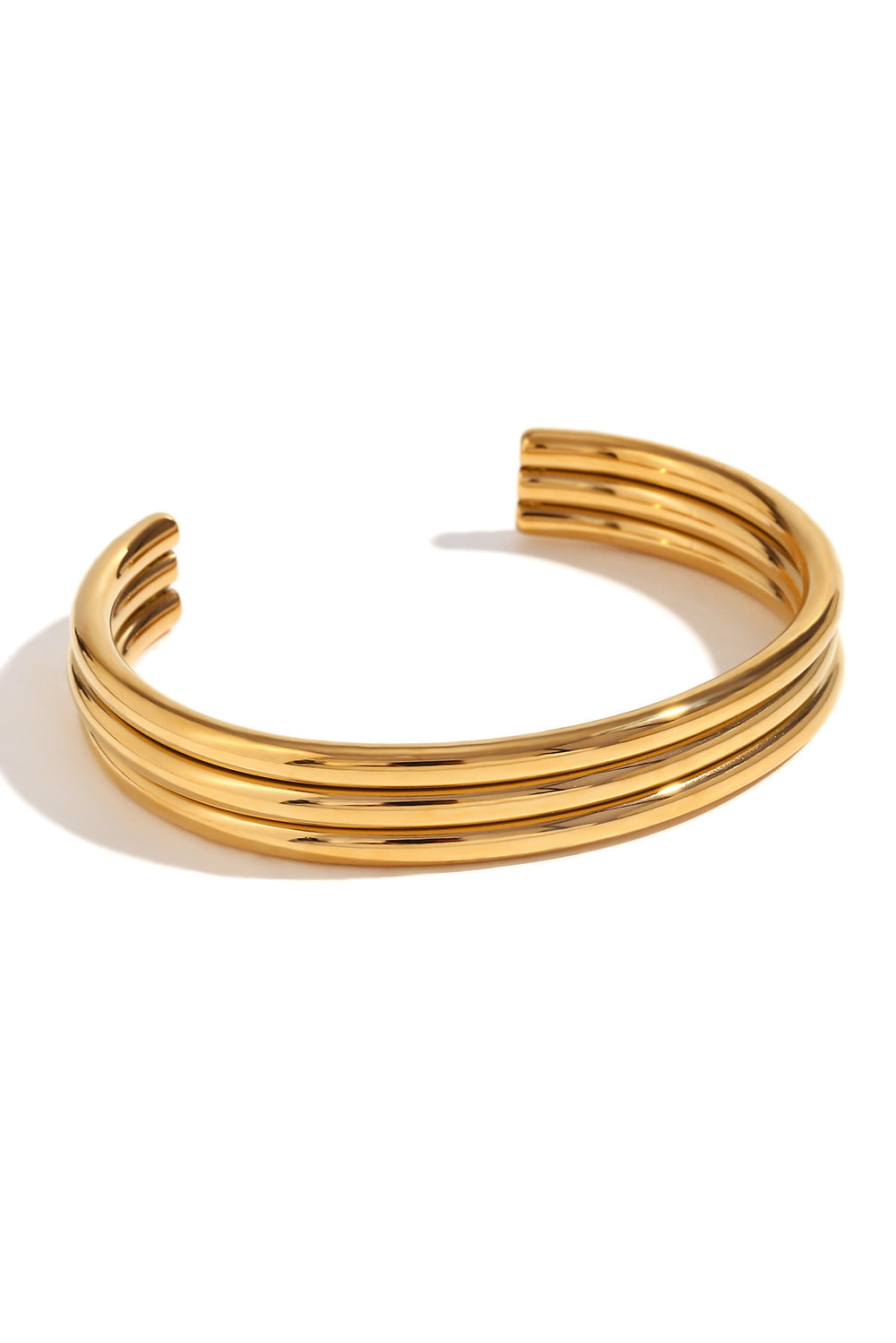 Gold Three Layered Notched Design Bangle-3