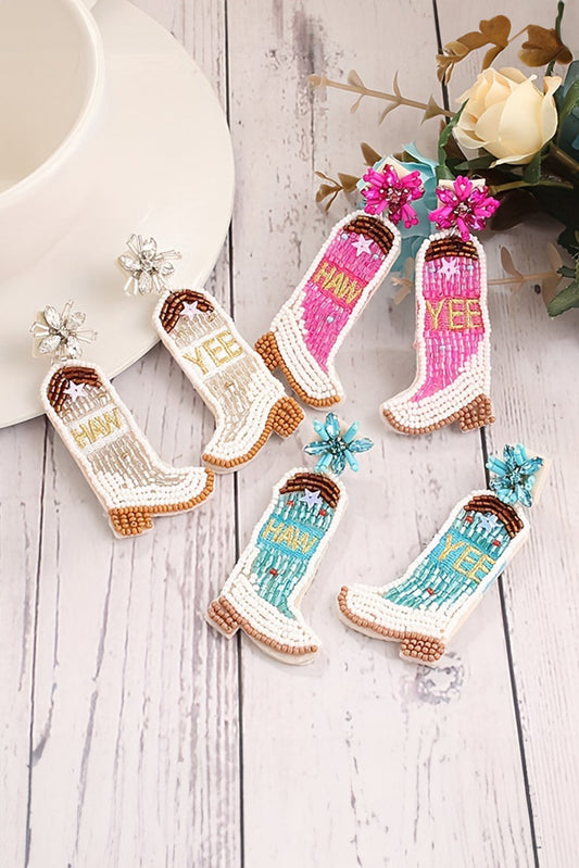 Cowboy Boots Bead Dangle Earrings-0